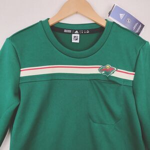 Minnesota Wild Adidas Sweatshirt Mens Size S Green Aeroready Logo NHL NEW